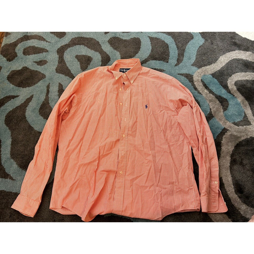 ralph lauren orange button down size‎ 16.5